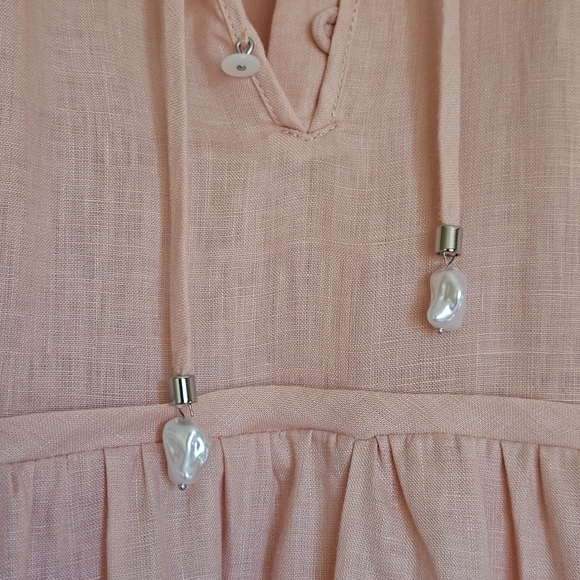 Veronica Beard Hawken Tiered‎ Linen Minidress Size 8 Pink Babydoll - Picture 6 of 13